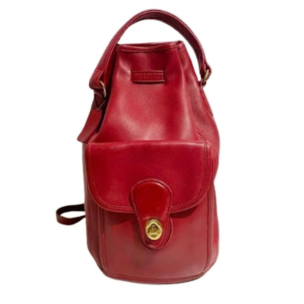 COACH Vintage Red Glove Tanned Leather Large Sling Backpack Knapsack 9992 COA